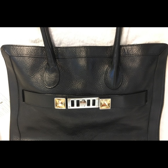 EXPANDABLE PS11 pebbled leather shoulder tote 15”W 14.5”H 5.25”D 8”Handle drop - Picture 2 of 8